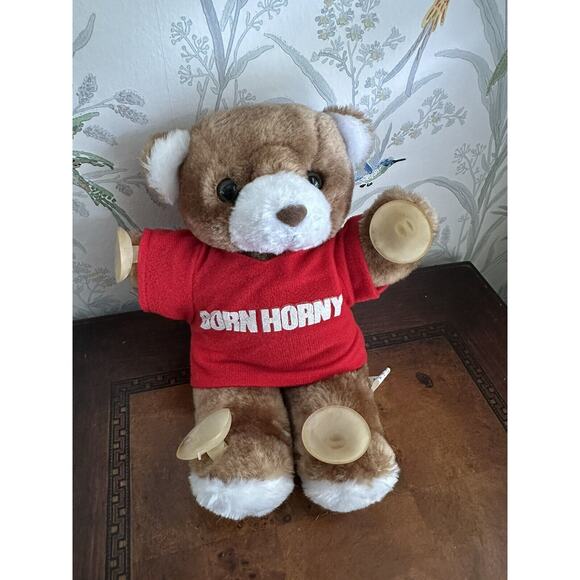 Unbranded Other - Born Horny Bear With Suction Cups 10” Red Tee Vintage